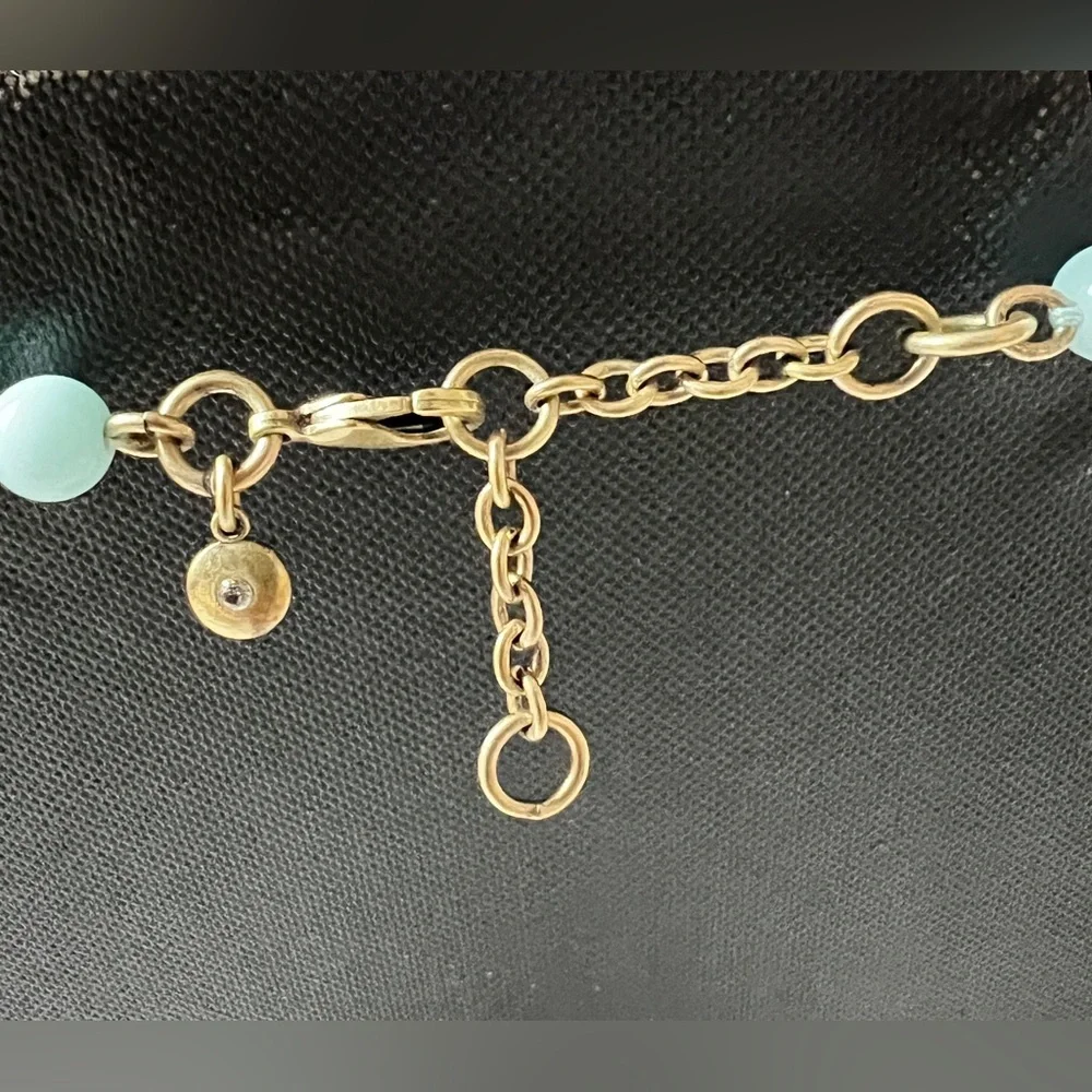 J. Crew Aqua Blue Necklace Beaded Bib statement Graduated Ball Marked nWOT